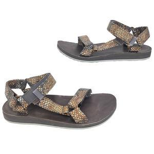 TEVA Sandals Womens 6 Eiffel Tower Snake Gray Tan Sport Hiking Velcro Comfort